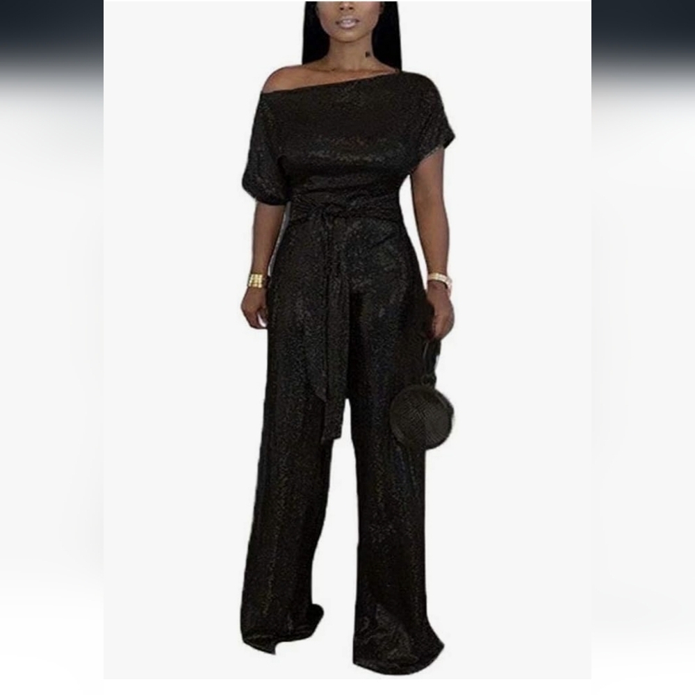 Elegant Black Off The Shoulder Women's Jumpsuit